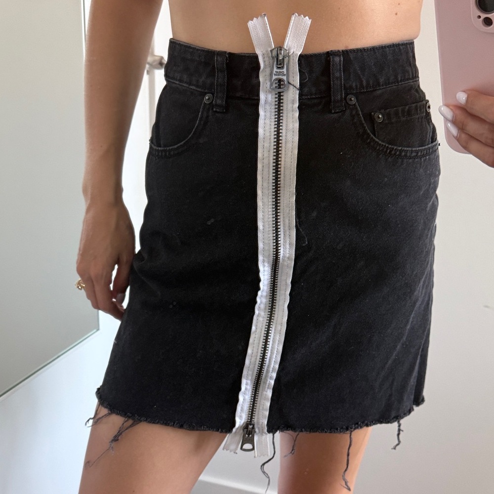Cheap Monday Black Mini Skirt with White Zipper